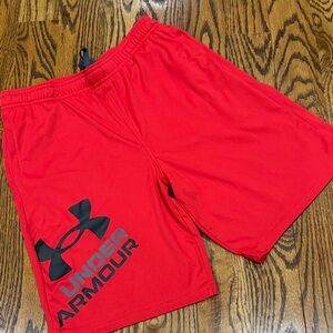 Under Armour Youth Red Shorts with Black Logo